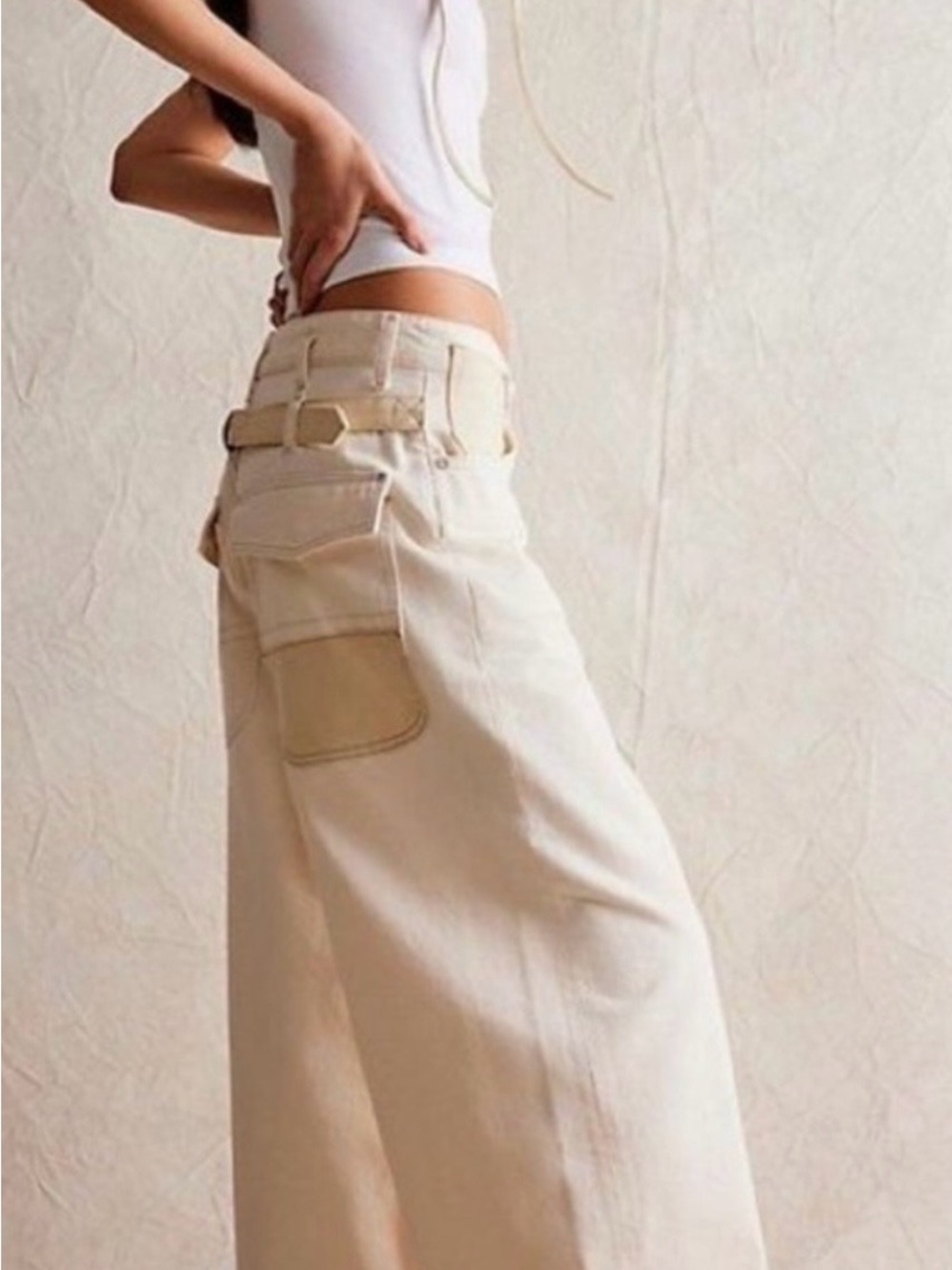 We The Free Cream Waterfall baggie Jeans